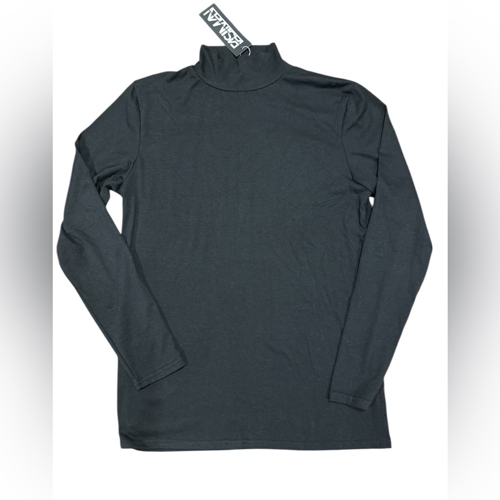 Fasiman Men’s Black Mock Neck Long Sleeve Shirt NWT